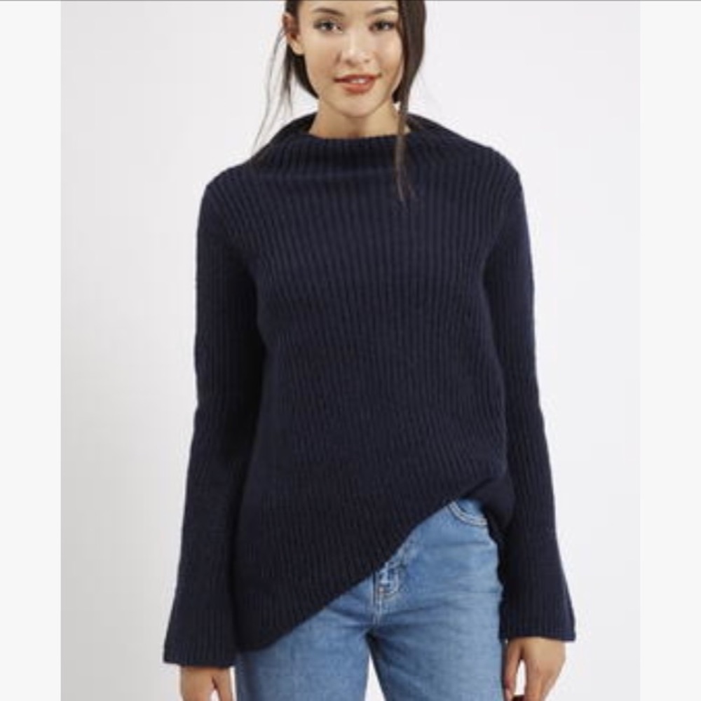 Topshop Ribbed Funnel Neck Sweater